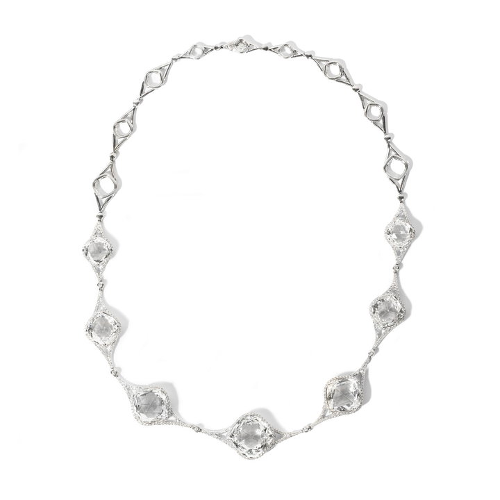 White Topaz Sculpted Necklace In White Gold 18K