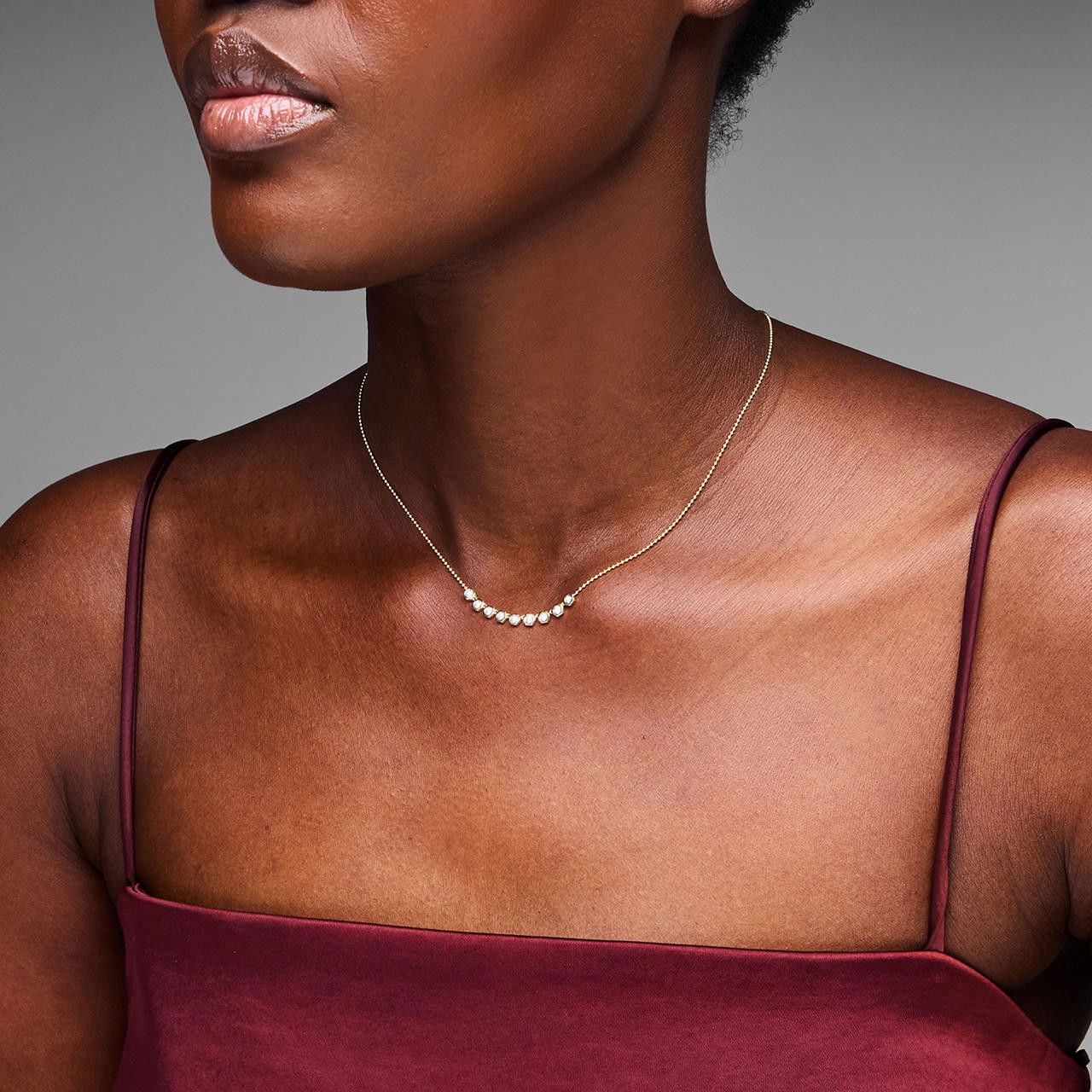 Hexagon Bezel Illusion Diamond Necklace