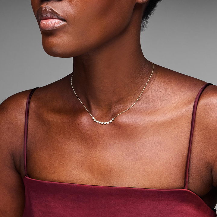 Hexagon Bezel Illusion Diamond Necklace In Yellow Gold 14K