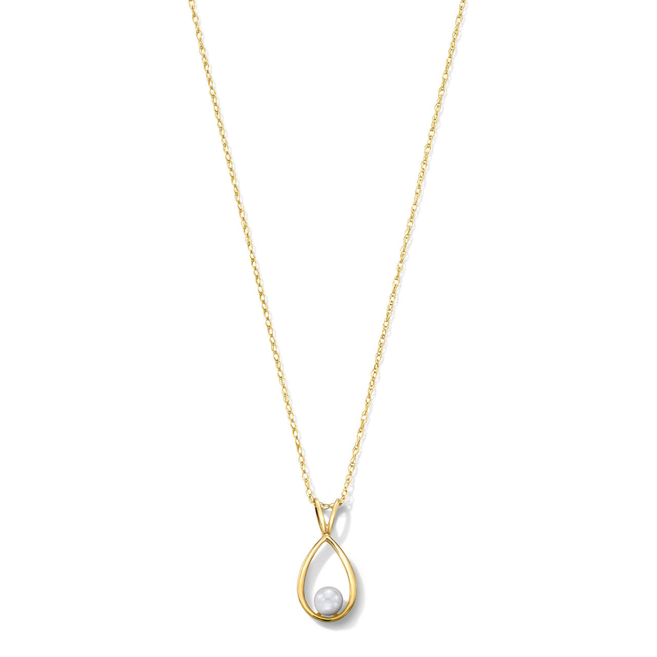 Freshwater Pearl Gold Teardrop Pendant Necklace 0