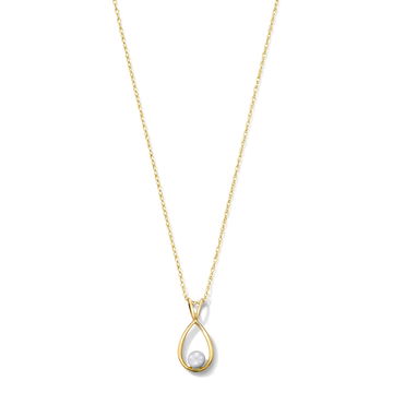 Freshwater Pearl Gold Teardrop Pendant Necklace In Yellow Gold 14K
