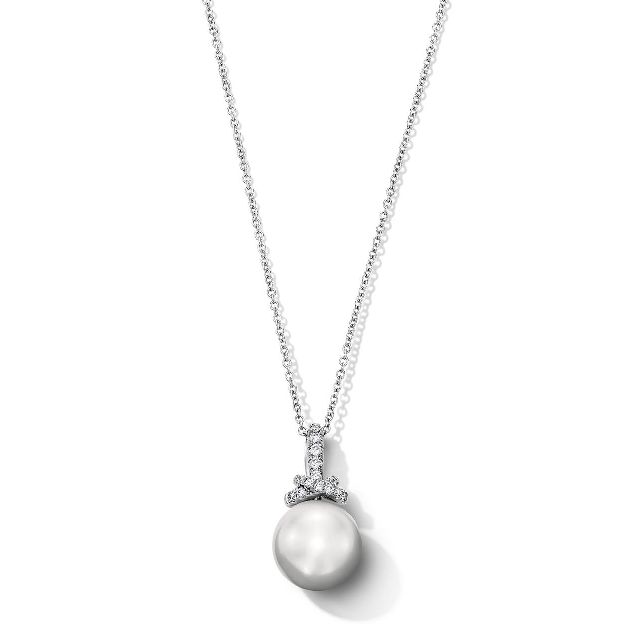 Freshwater Pearl Diamond Bail Pendant Necklace 0