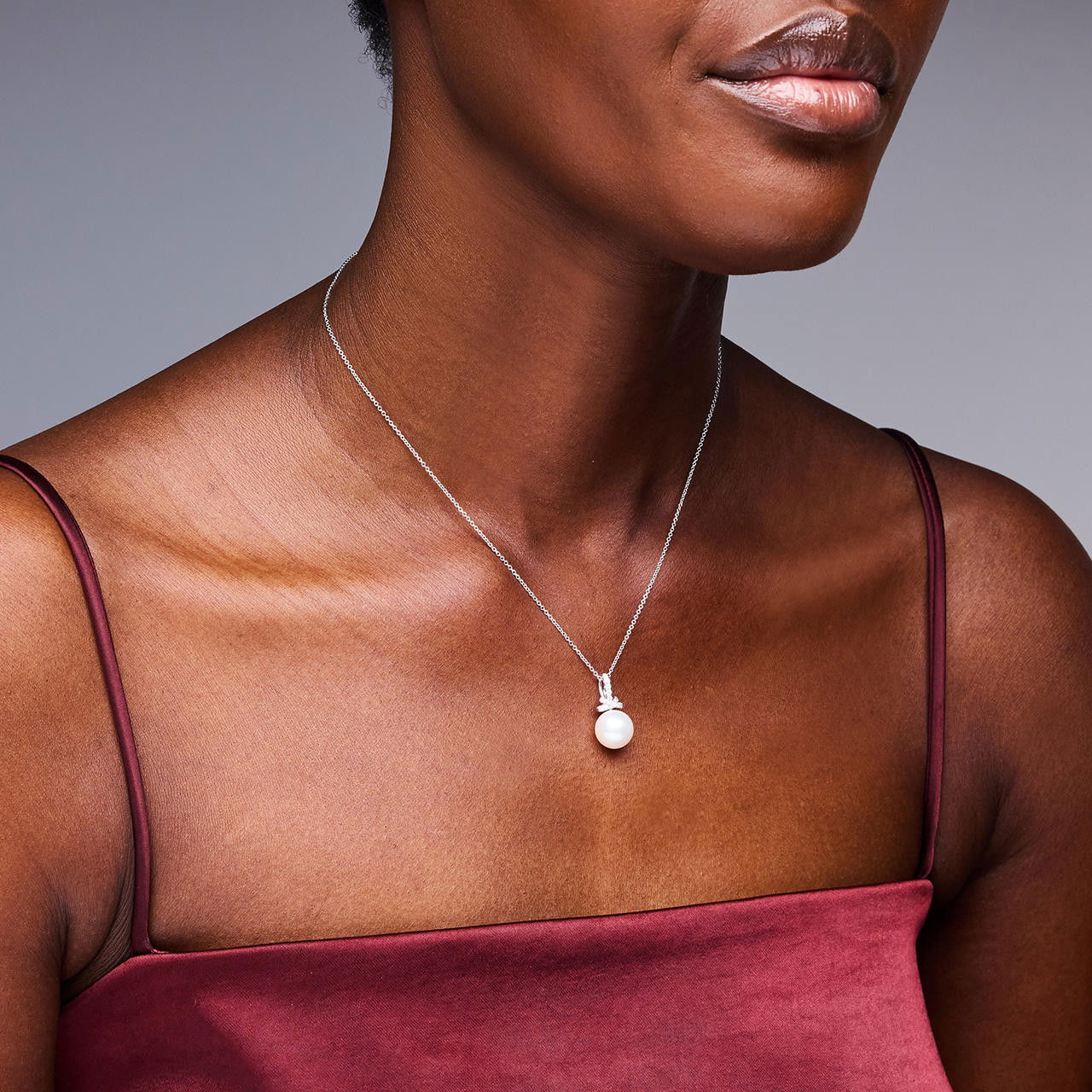 Freshwater Pearl Diamond Bail Pendant Necklace 2