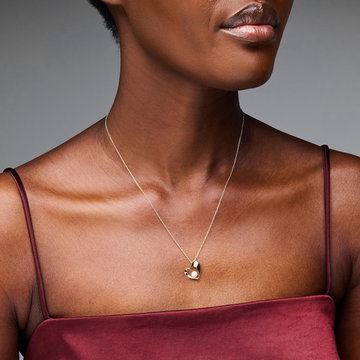 Freshwater Pearl Gold Heart Pendant Necklace In Solid 14K Yellow Gold