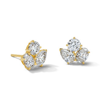 Lab Grown Diamond Cluster Stud Earrings In Yellow Gold 14K