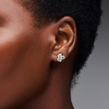 Lab Grown Diamond Cluster Stud Earrings In Yellow Gold 14K