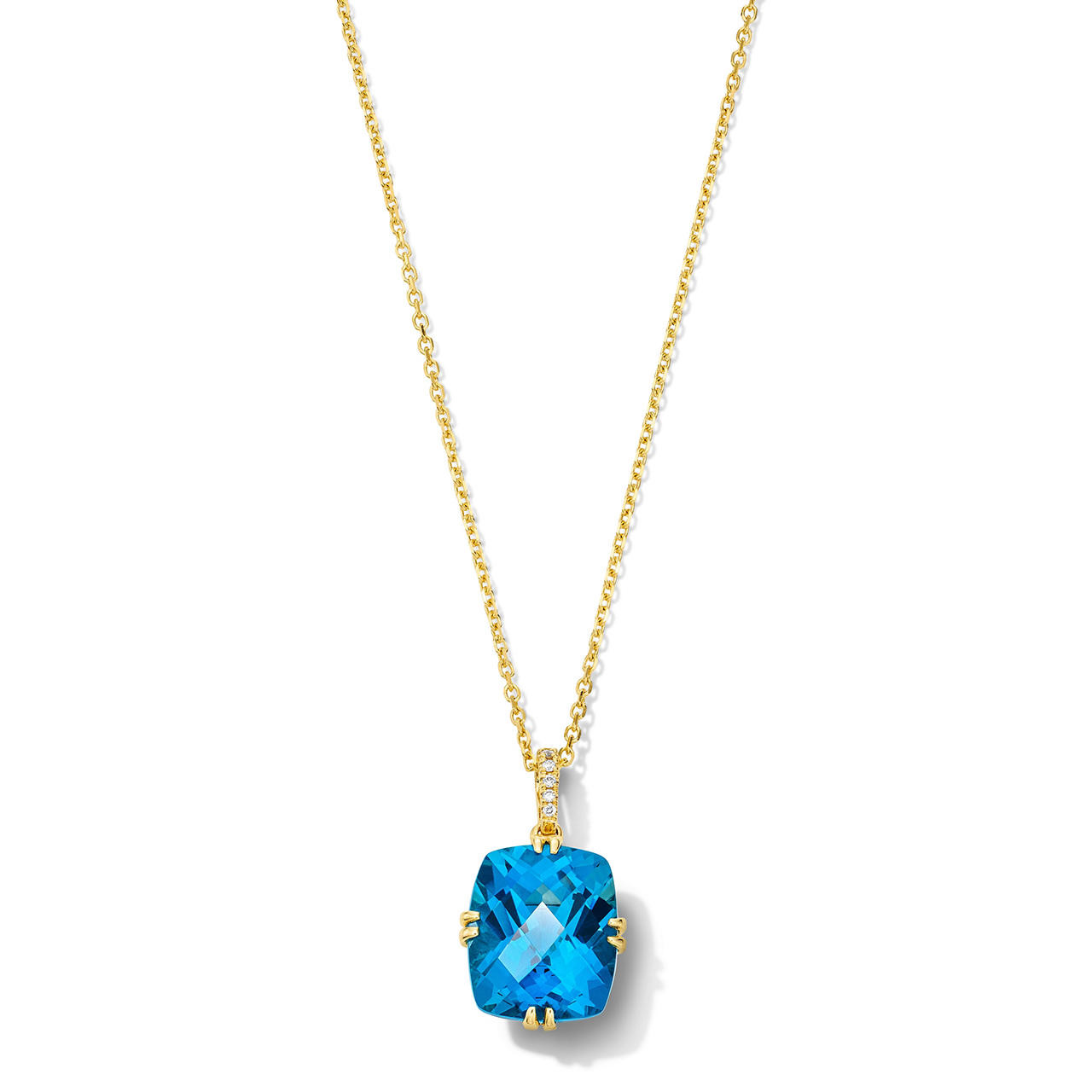Cushion-Cut London Blue Topaz Pendant Necklace 0