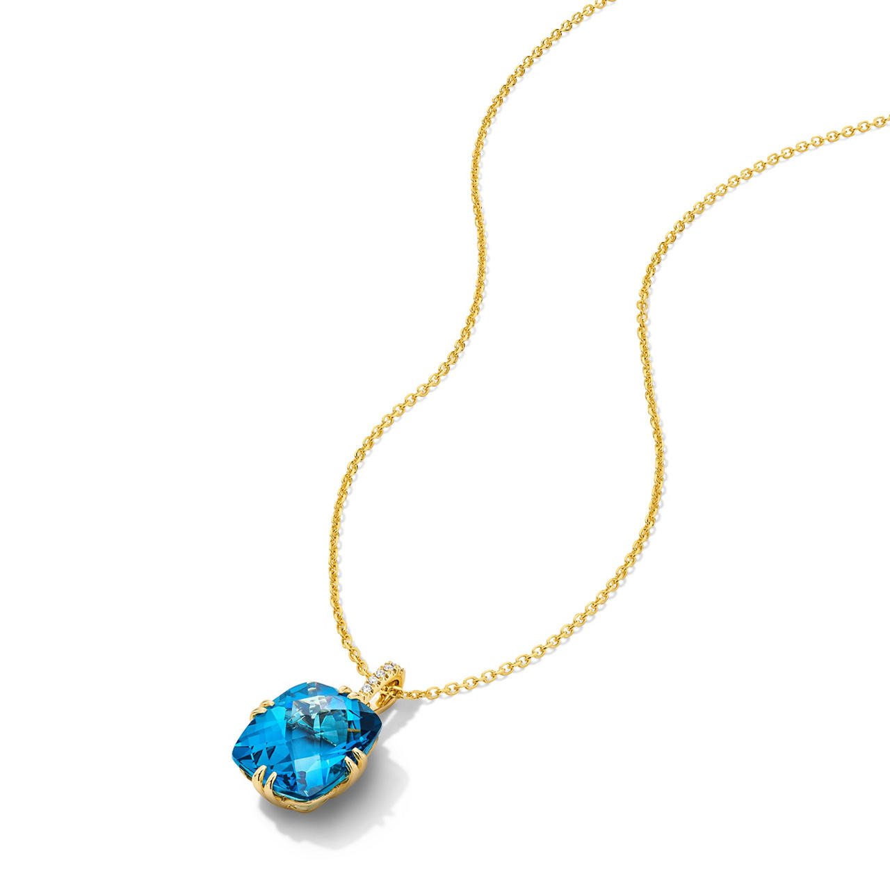 Cushion-Cut London Blue Topaz Pendant Necklace 2
