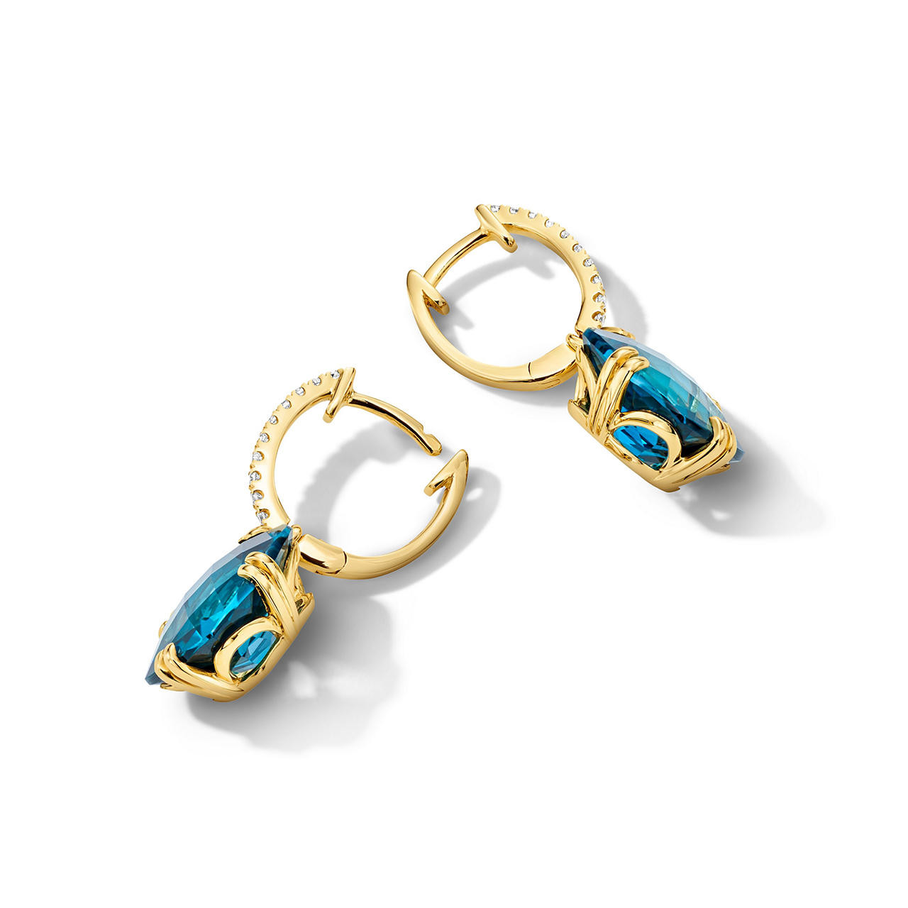 Cushion-Cut London Blue Topaz Dangle Earrings 1