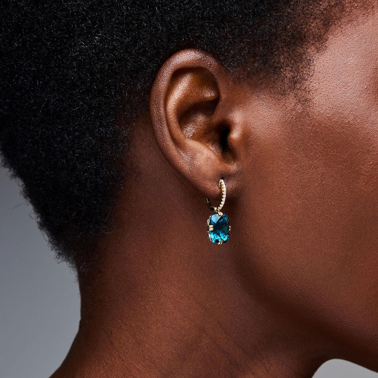 Cushion-Cut London Blue Topaz Dangle Earrings