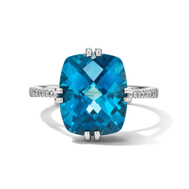Cushion-Cut London Blue Topaz Ring In White Gold 14K
