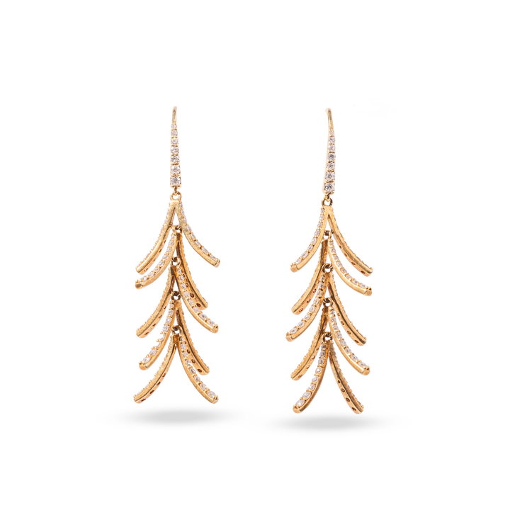Diamond Tree Drop Earrings In Yellow Gold 18K