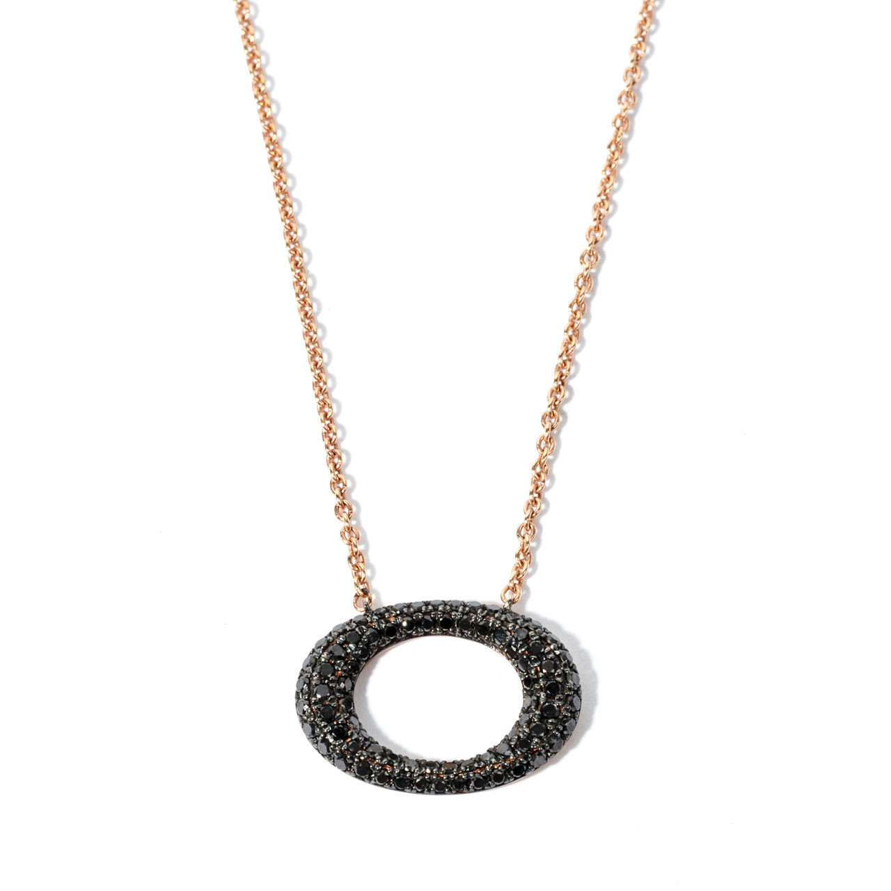 Black Diamond Circle Pendant Necklace 0