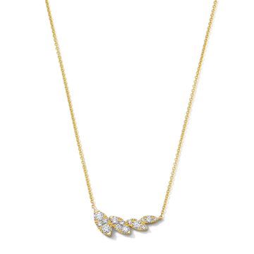 Diamond Leaf Motif Necklace In Yellow Gold 14K