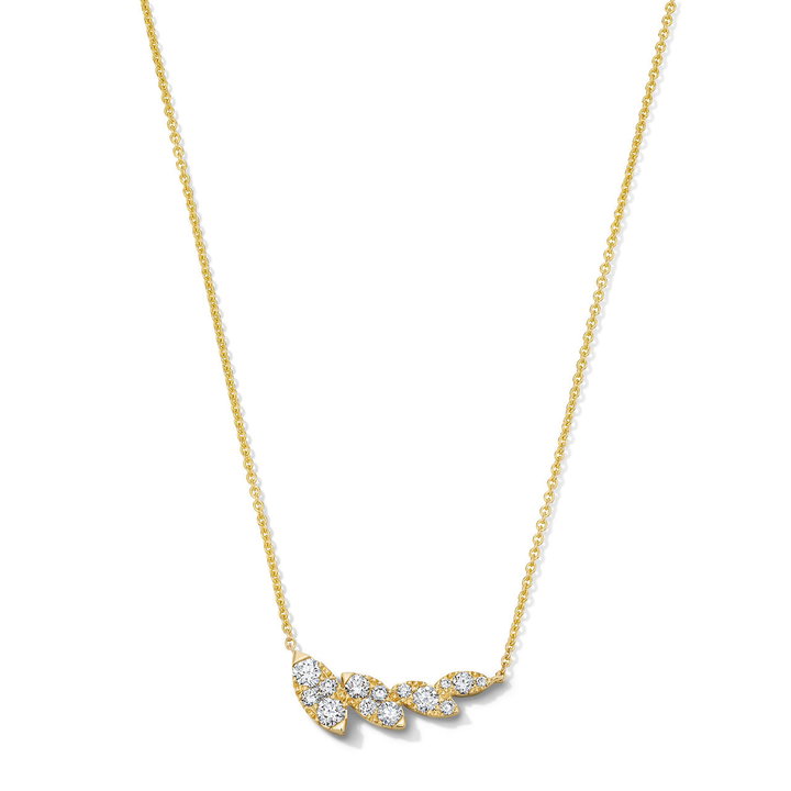 Diamond Leaf Motif Necklace In Yellow Gold 14K