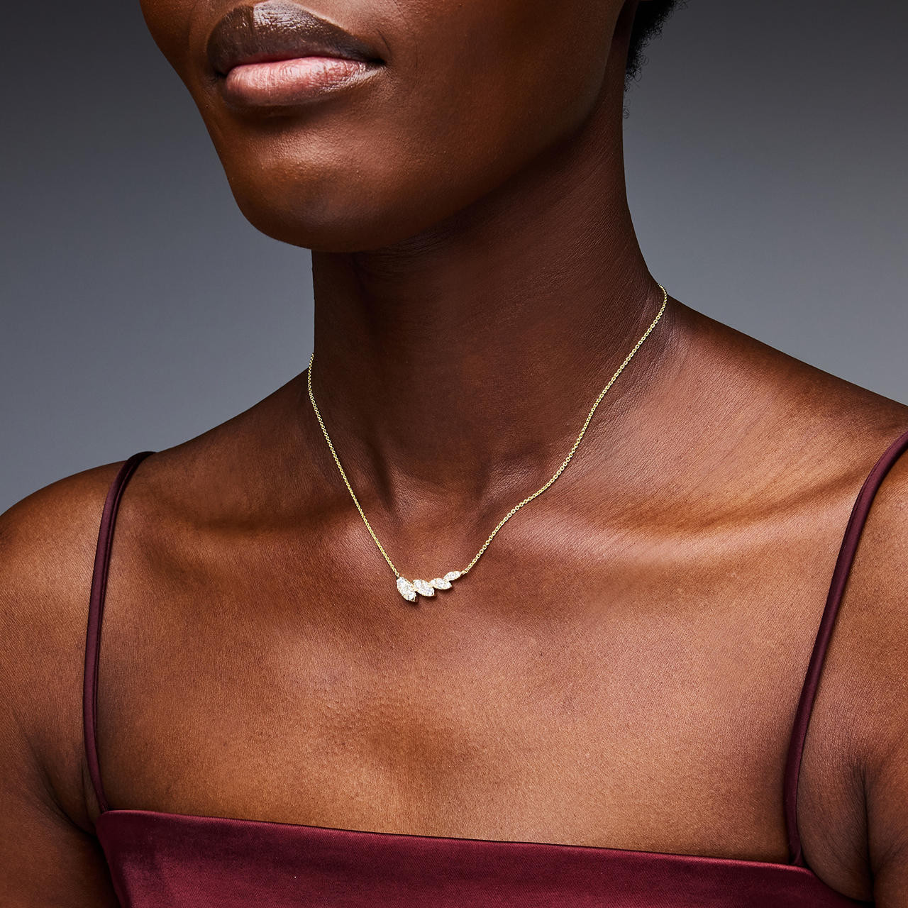 Diamond Leaf Motif Necklace