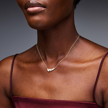 Diamond Leaf Motif Necklace In Yellow Gold 14K