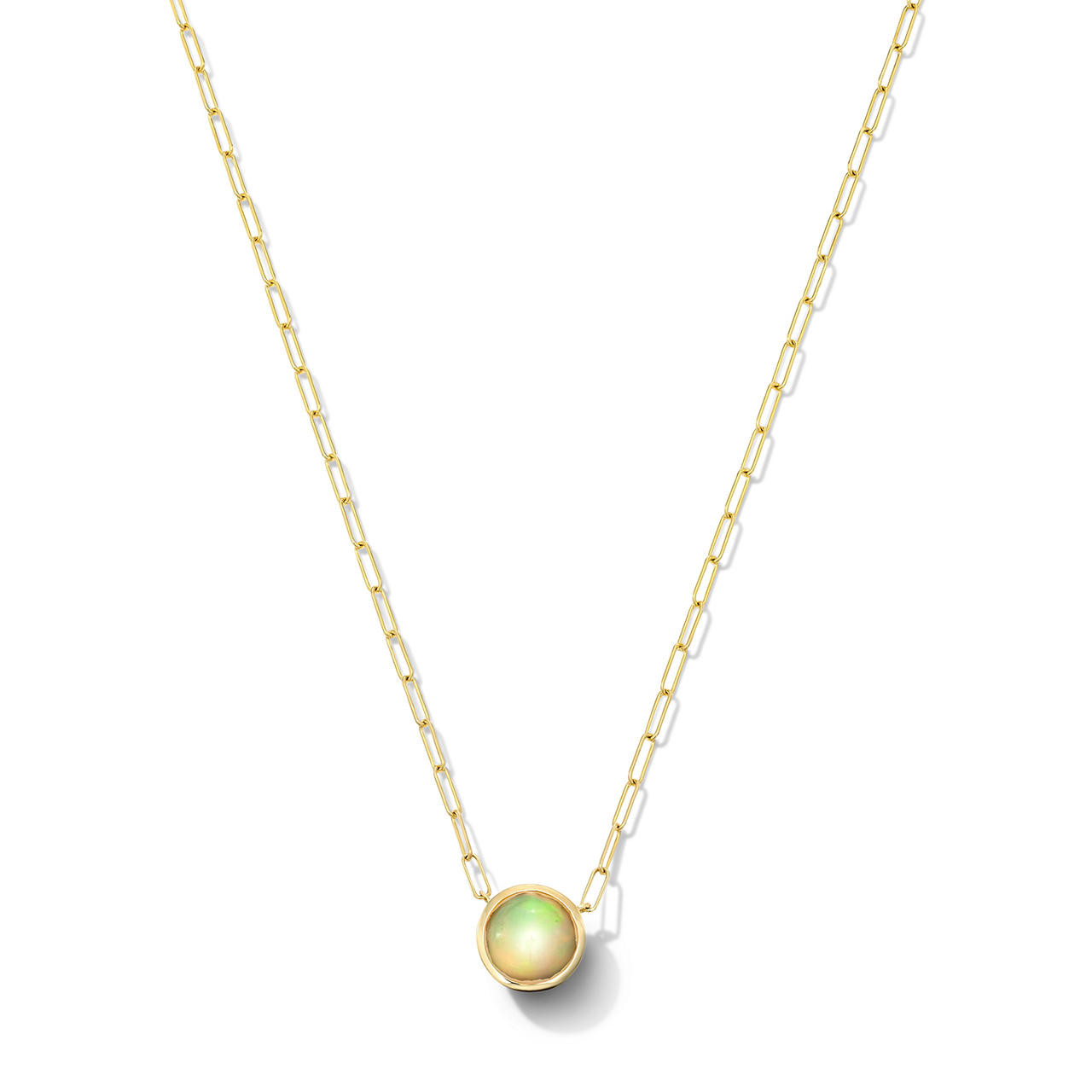 Opal Bezel Paperclip Chain Necklace 0