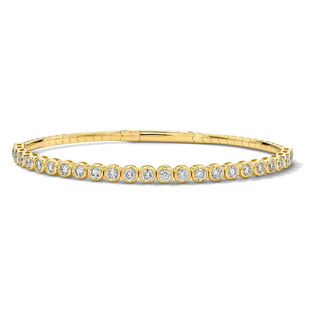 Bezel Diamond Flexible Bangle Bracelet