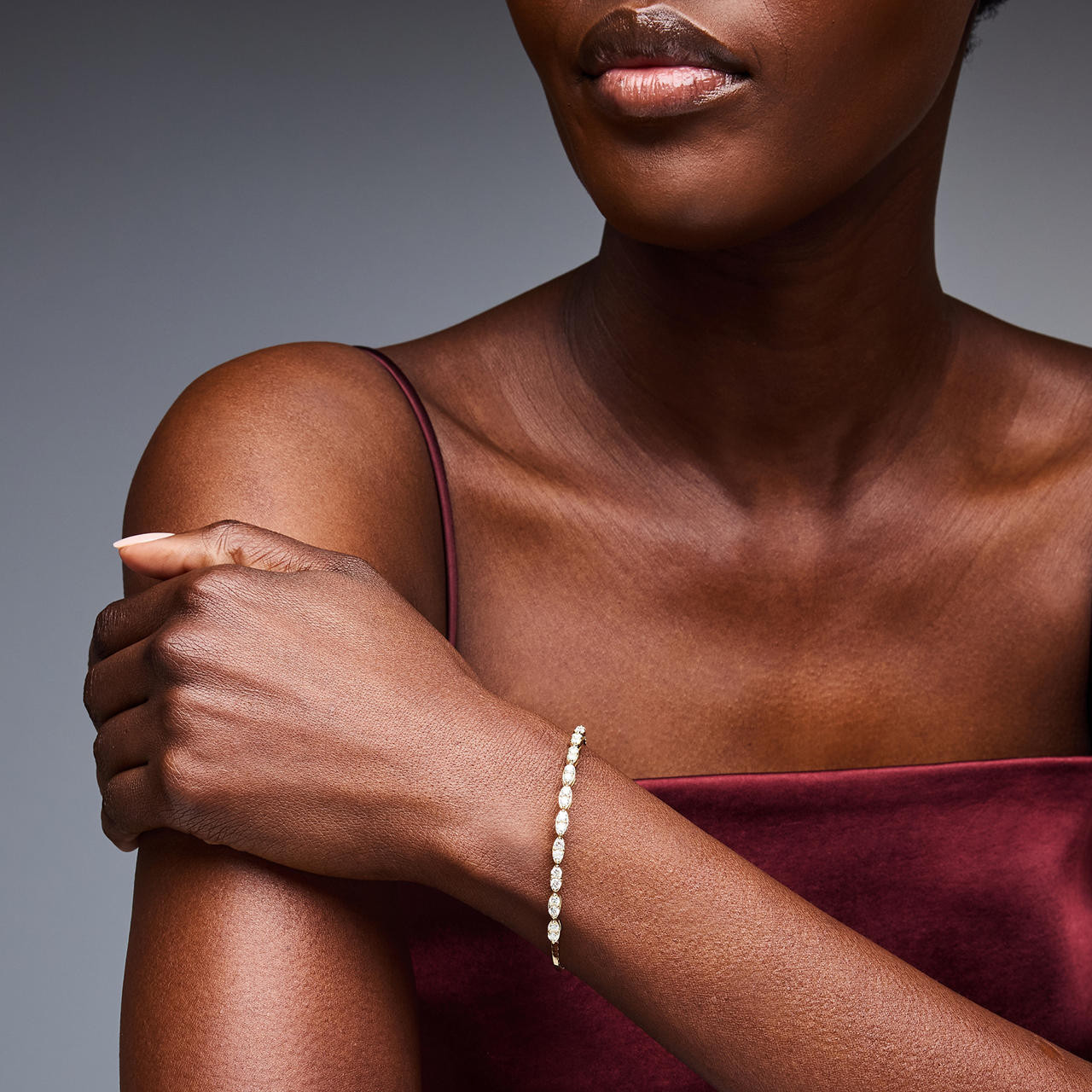 Marquise-Inspired Diamond Flexible Bangle Bracelet