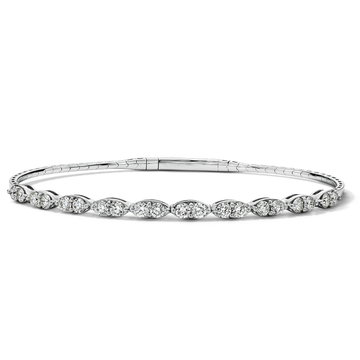Marquise-Inspired Diamond Flexible Bangle Bracelet In White Gold 14K