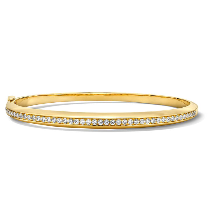 Pave Diamond Gold Bangle Bracelet In Yellow Gold 14K