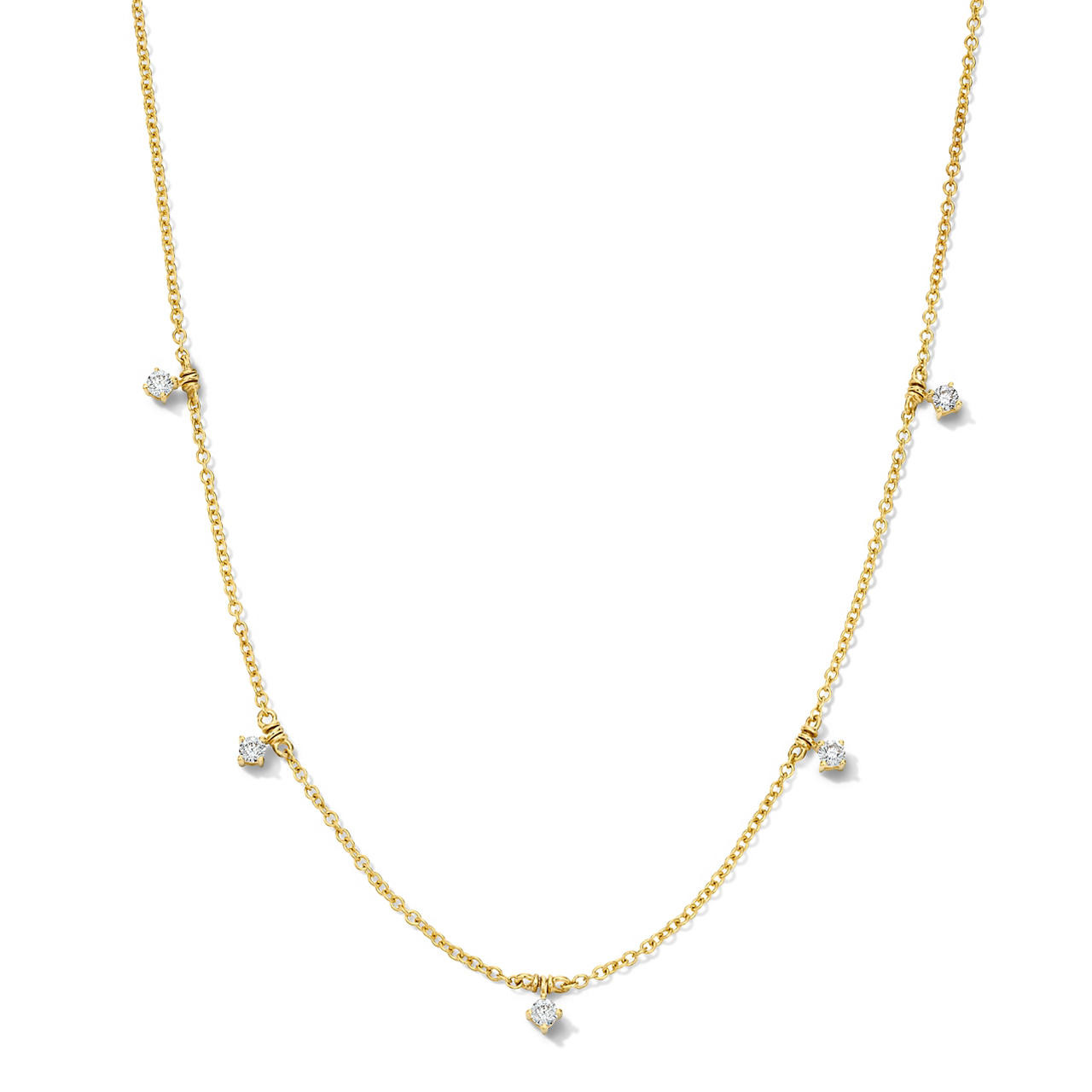 Four Prong Round Diamond Station Necklace