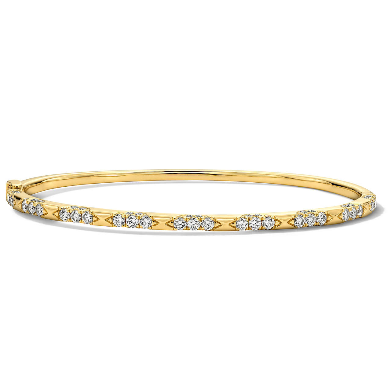 Three Diamond Station Gold Bangle Bracelet 0