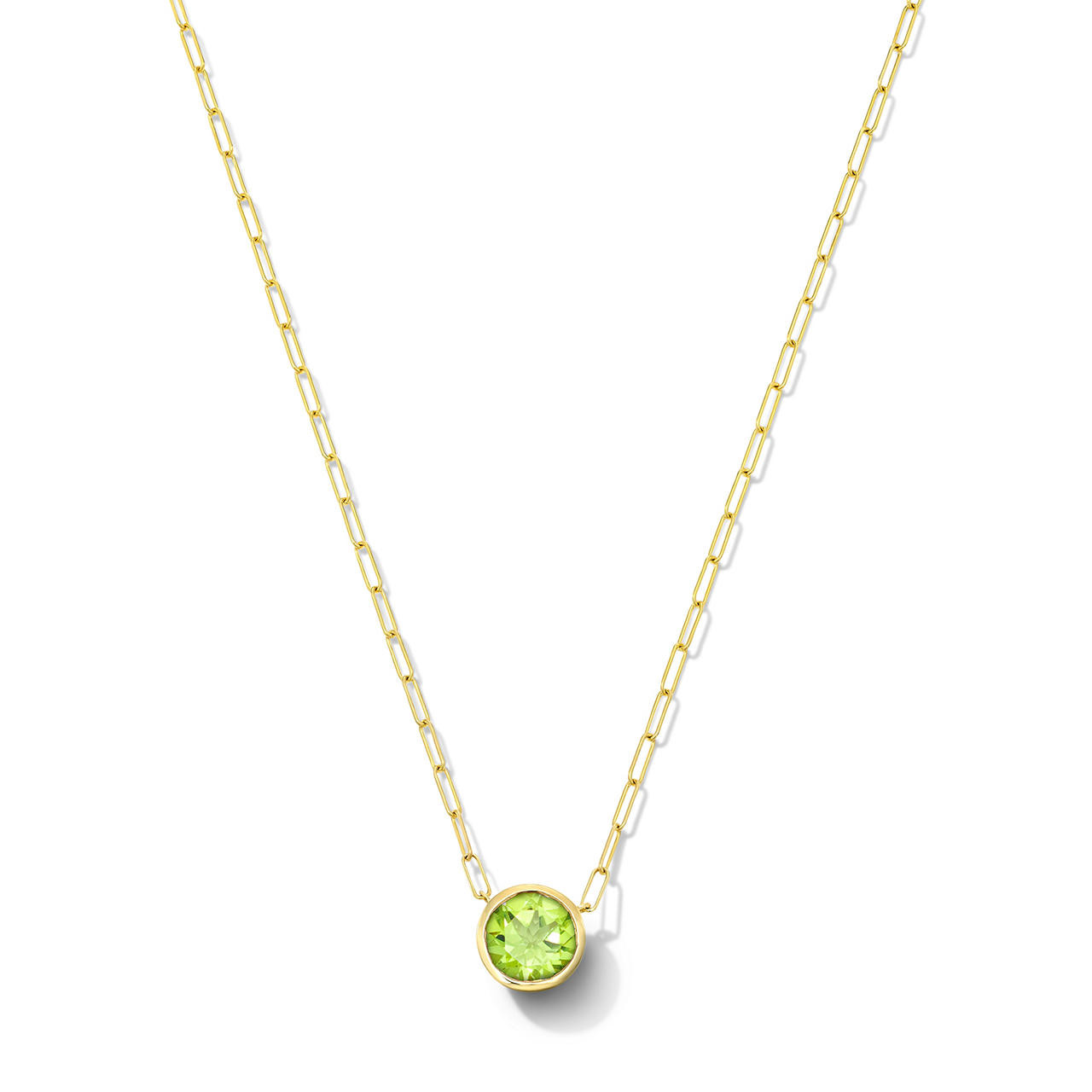 Peridot Bezel Paperclip Chain Necklace