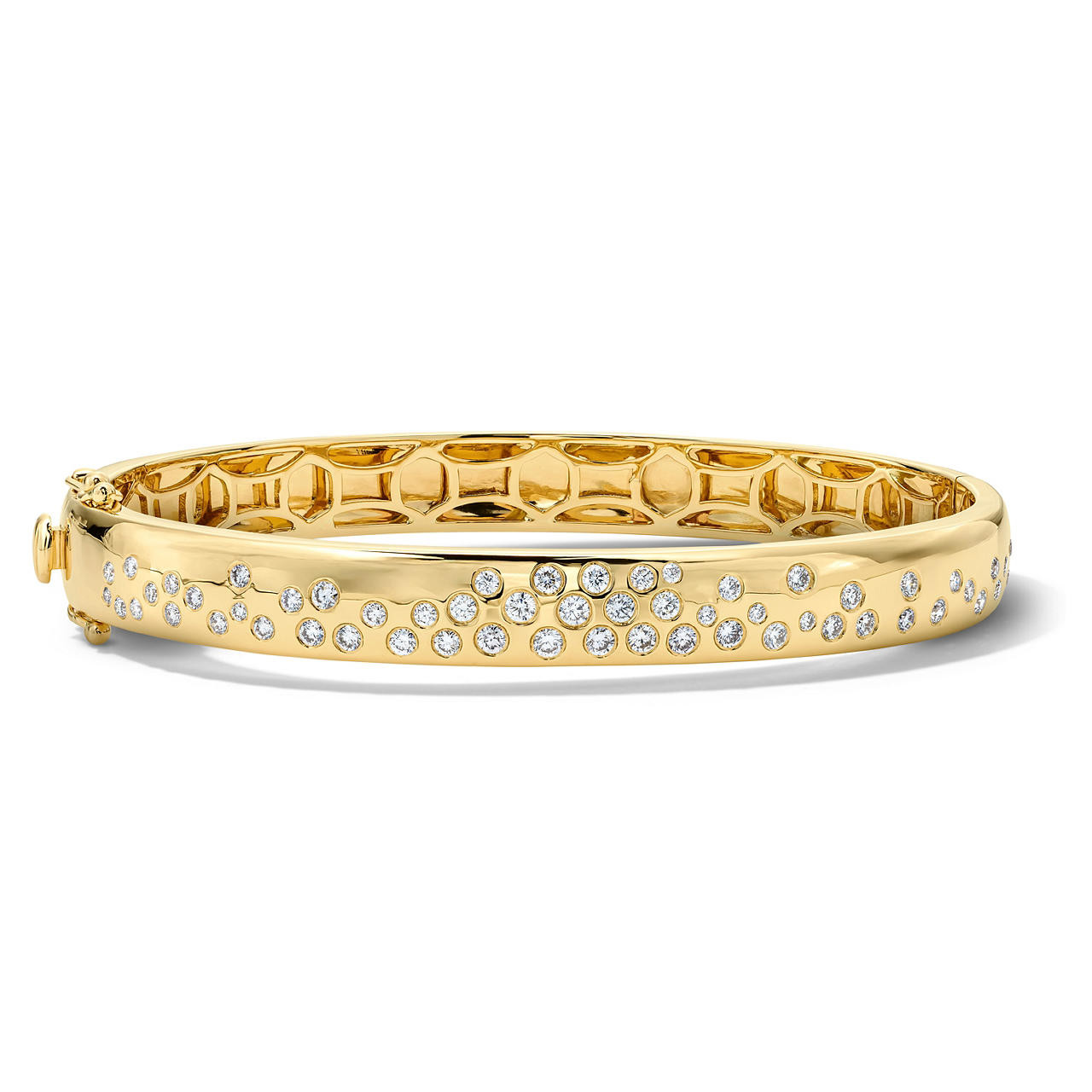 Scattered Diamond Gold Bangle Bracelet