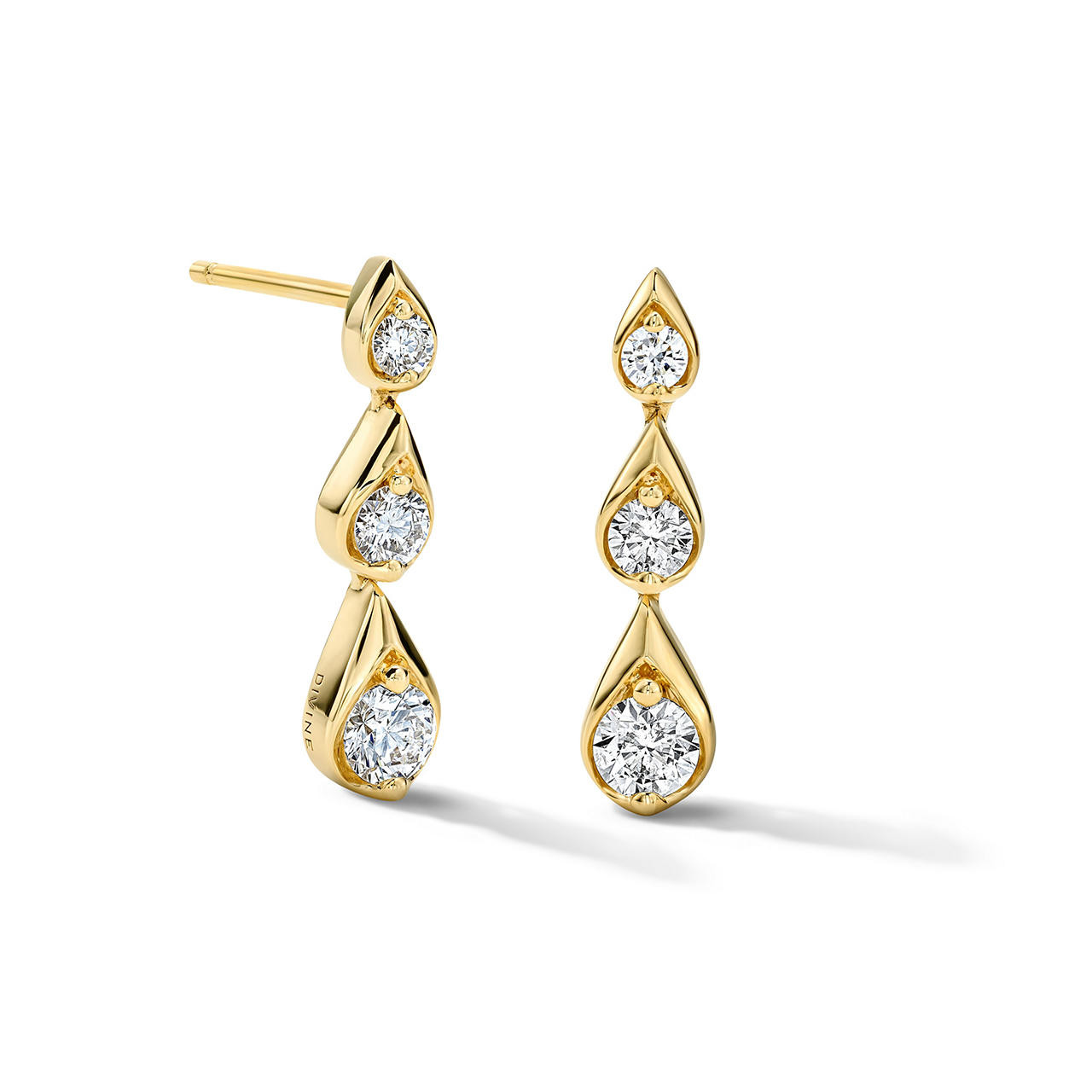 Three Diamond Teardrop Earrings