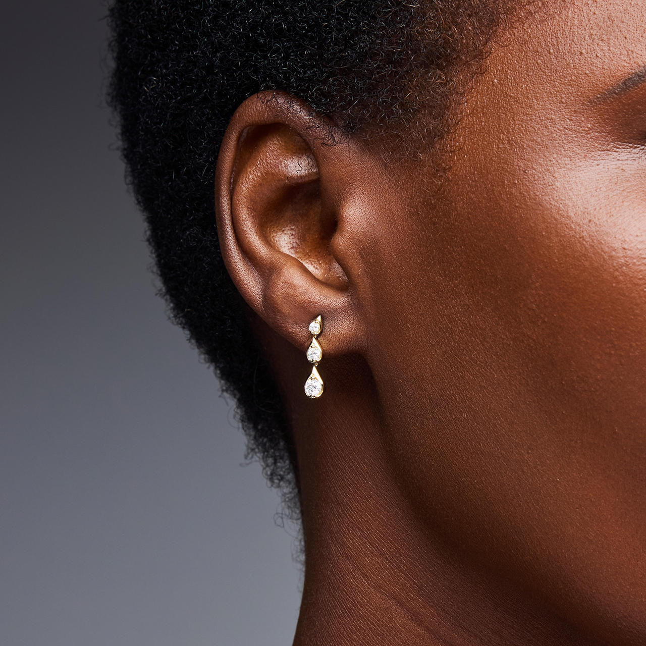 Three Diamond Teardrop Earrings