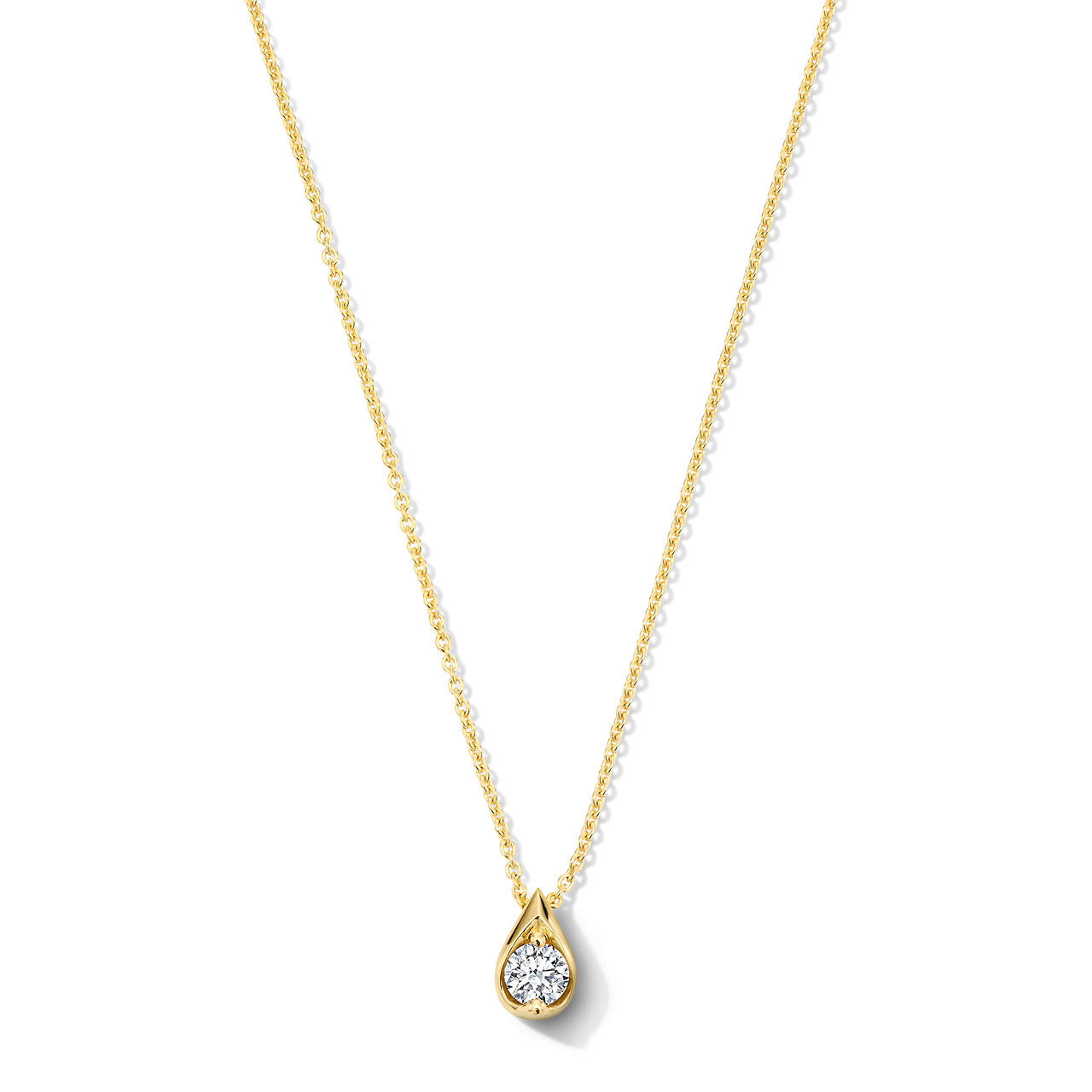 Diamond Teardrop Solitaire Pendant Necklace