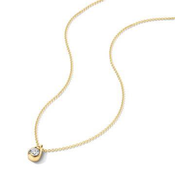 Diamond Teardrop Solitaire Pendant Necklace In Yellow Gold 14K