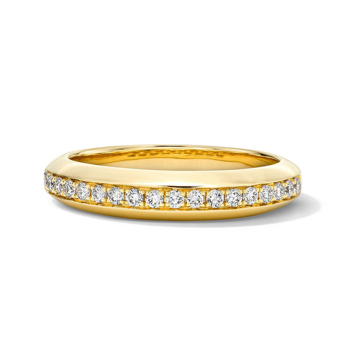 Pave Diamond Channel Gold Band In Yellow Gold 14K