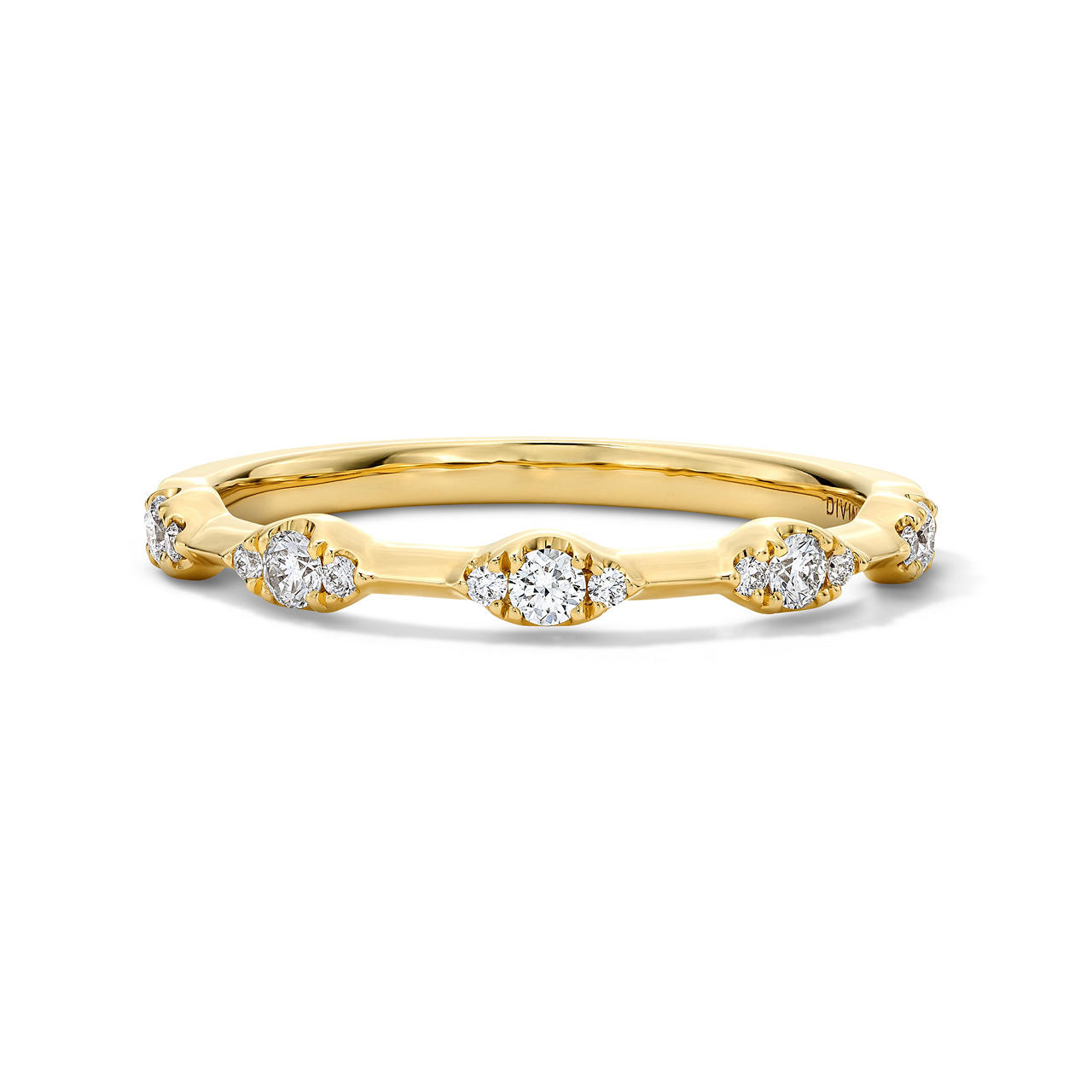 Marquise-Inspired Diamond Gold Station Ring