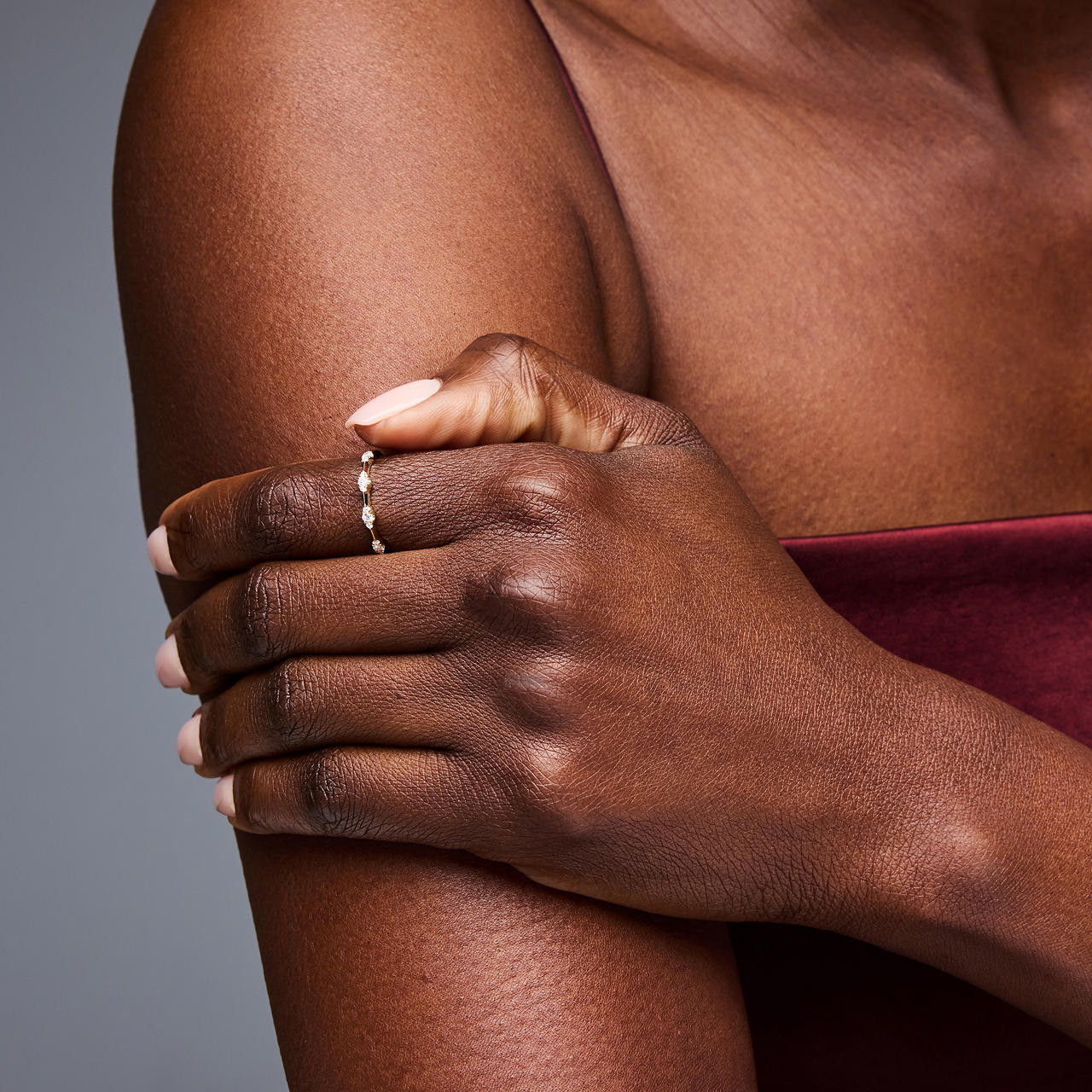 Marquise-Inspired Diamond Gold Station Ring