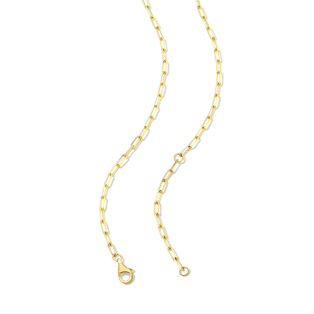 Gold Circle Diamond Bail Paperclip Chain Necklace