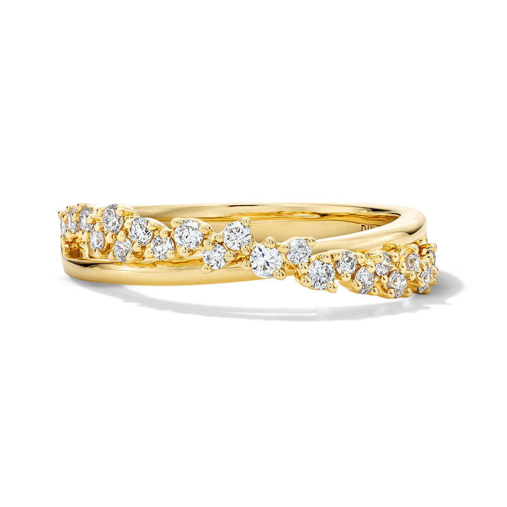 Gold & Diamond Twisted Ring In Yellow Gold 14K