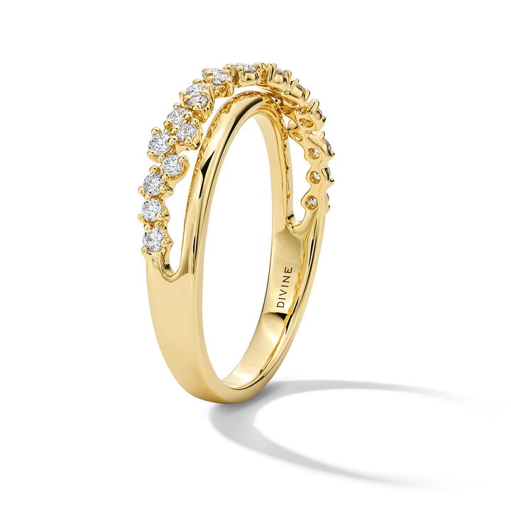 Gold & Diamond Twisted Ring In Yellow Gold 14K