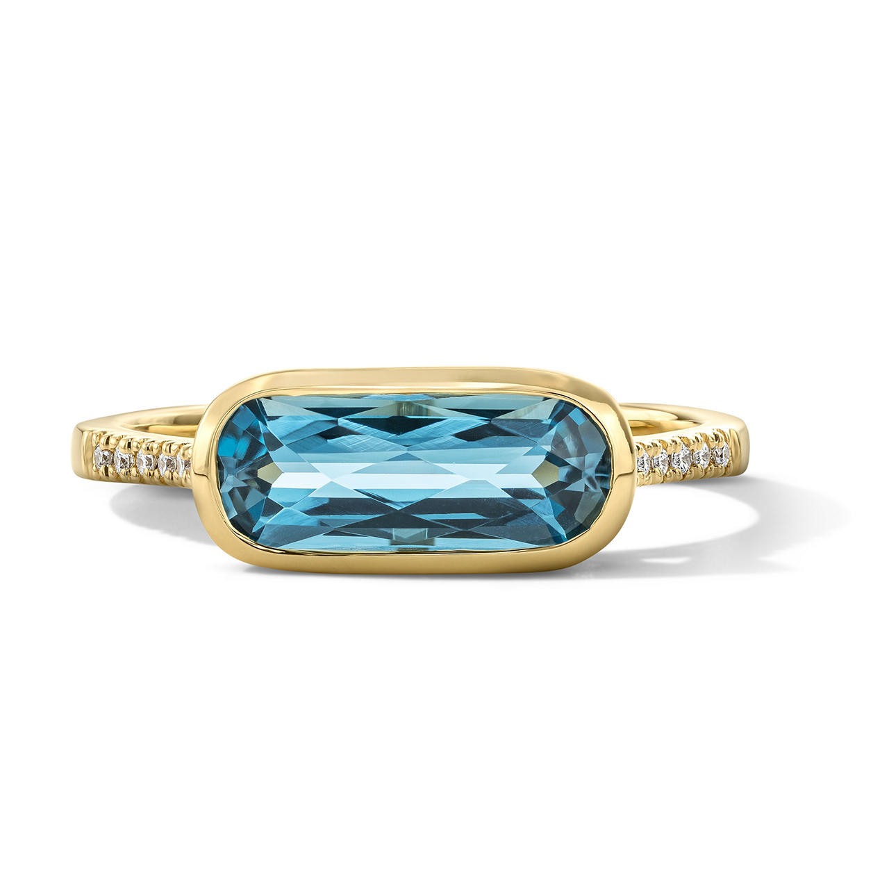 London Blue Topaz Diamond Bezel Ring 0