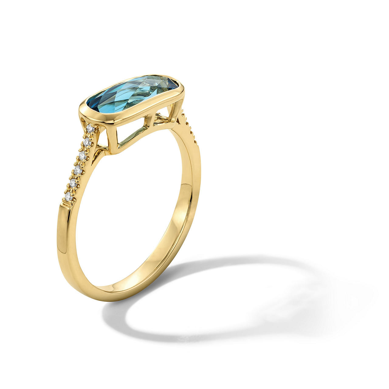 London Blue Topaz Diamond Bezel Ring 1