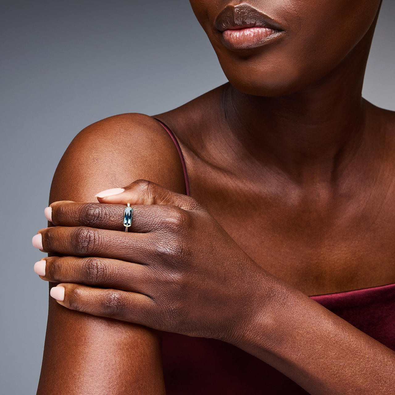 London Blue Topaz Diamond Bezel Ring 2