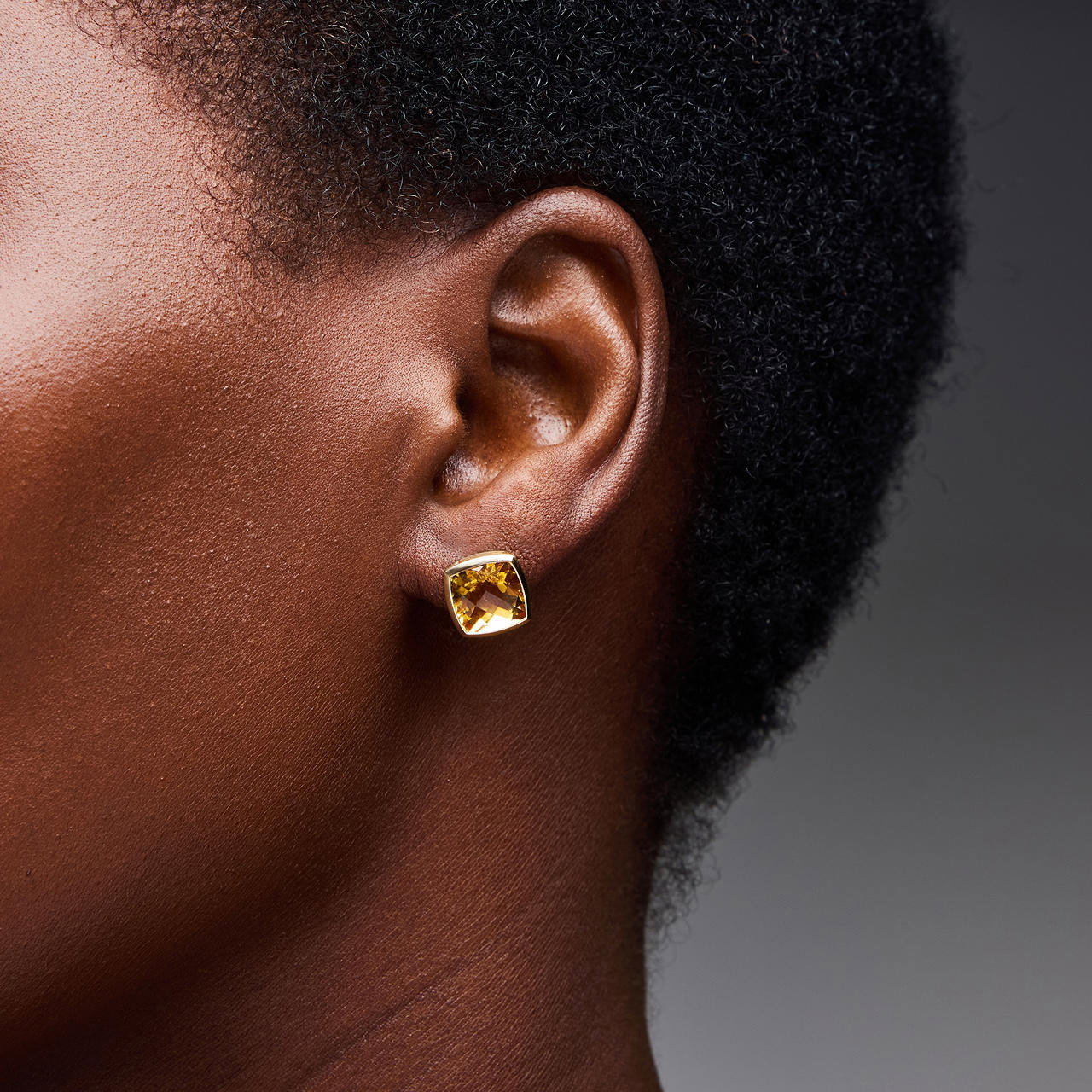Citrine Bezel Stud Earrings 1