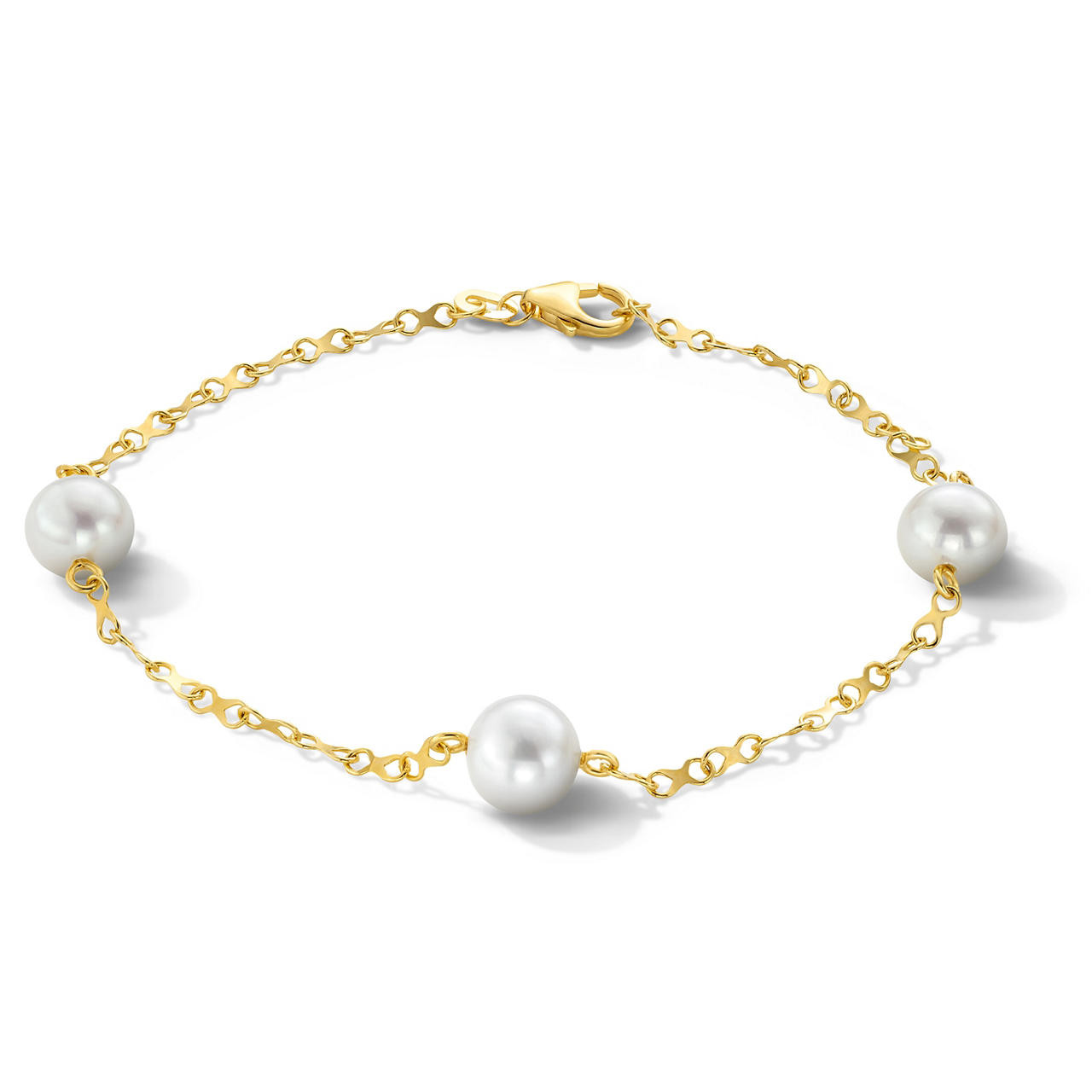 Yellow Gold Pearl Station Bracelet 0