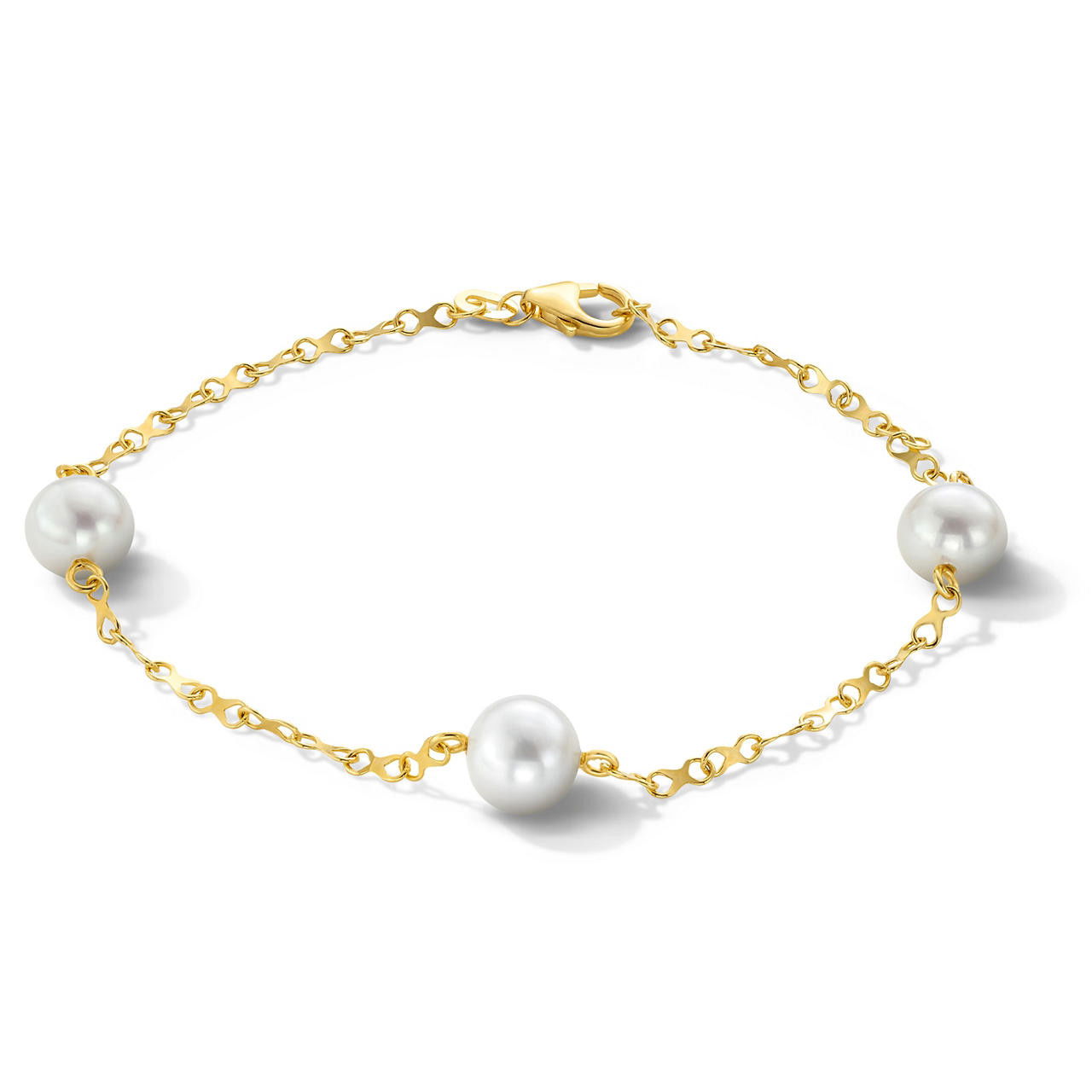 Yellow Gold Pearl Station Bracelet 0