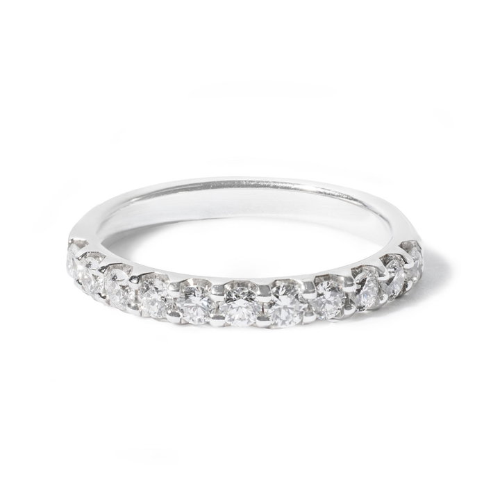 Shared Prong Diamond Wedding Band (0.55tw) In Solid 14K White Gold