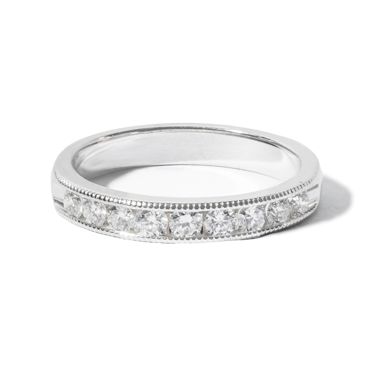 1/2 Way Diamond Milgrain Wedding Band (0.45tw)