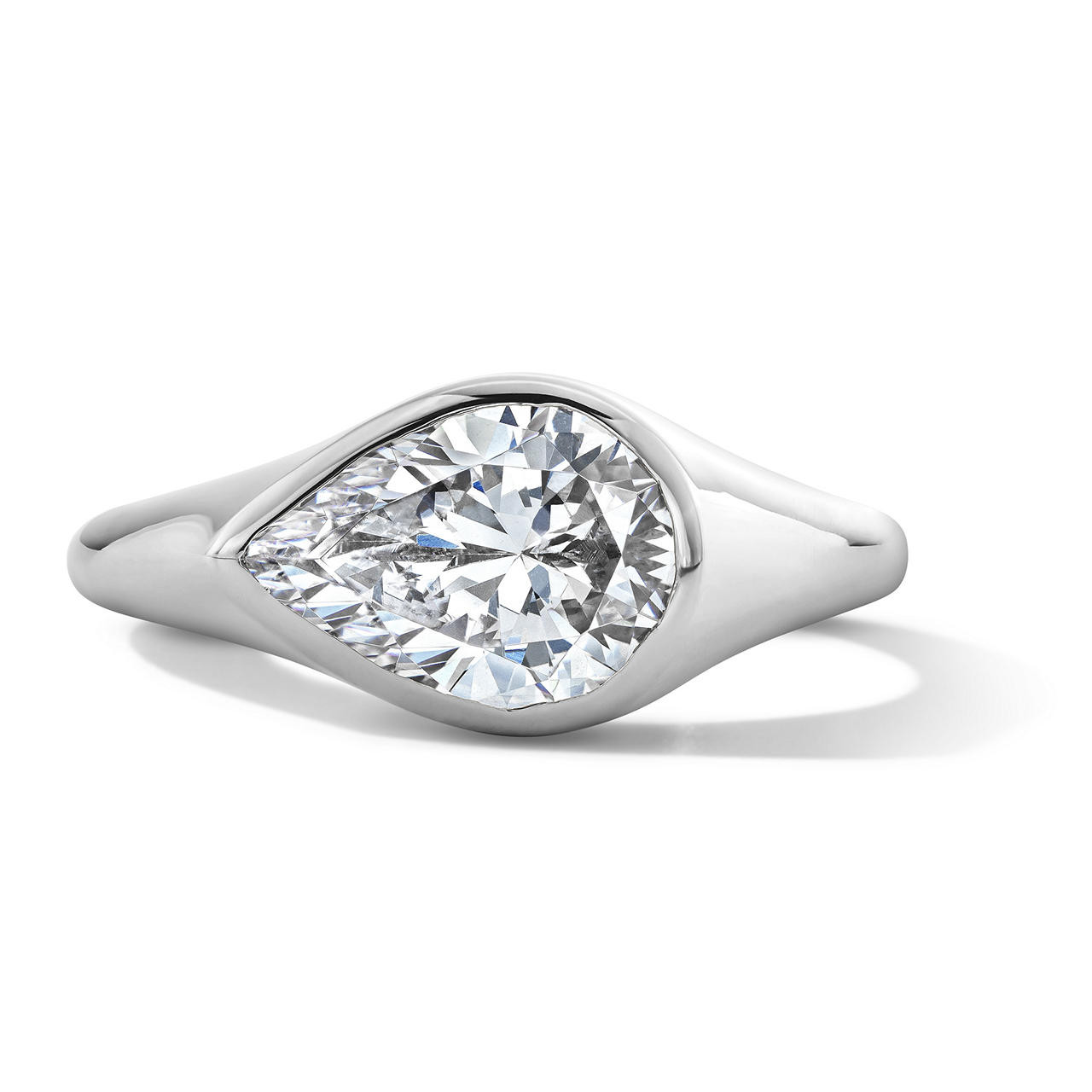 East-West Solitaire Bezel Engagement Setting by Adorette 0