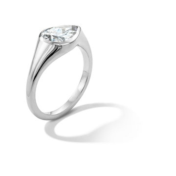 East-West Solitaire Bezel Engagement Setting by Adorette In White Gold 14K